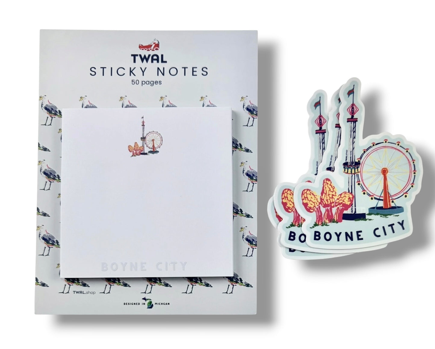 BOYNE CITY - Morel Festival - 3x3" Sticky Notes | Up North POP ART Collection