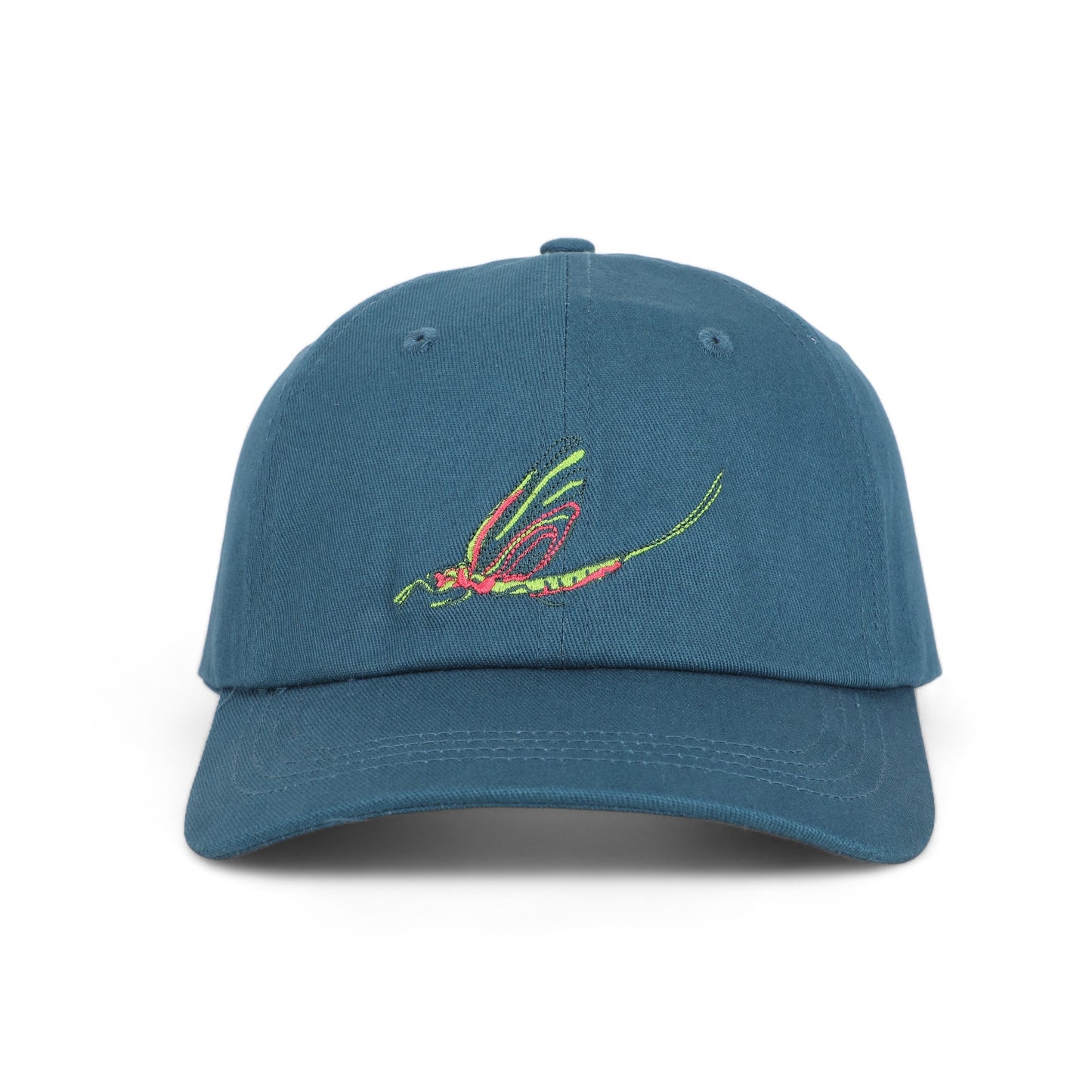 GROSSE POINTE - POP ART - 100% Cotton Twill Embroidered Baseball Hat - The Fish Fly - Lake Michigan Blue