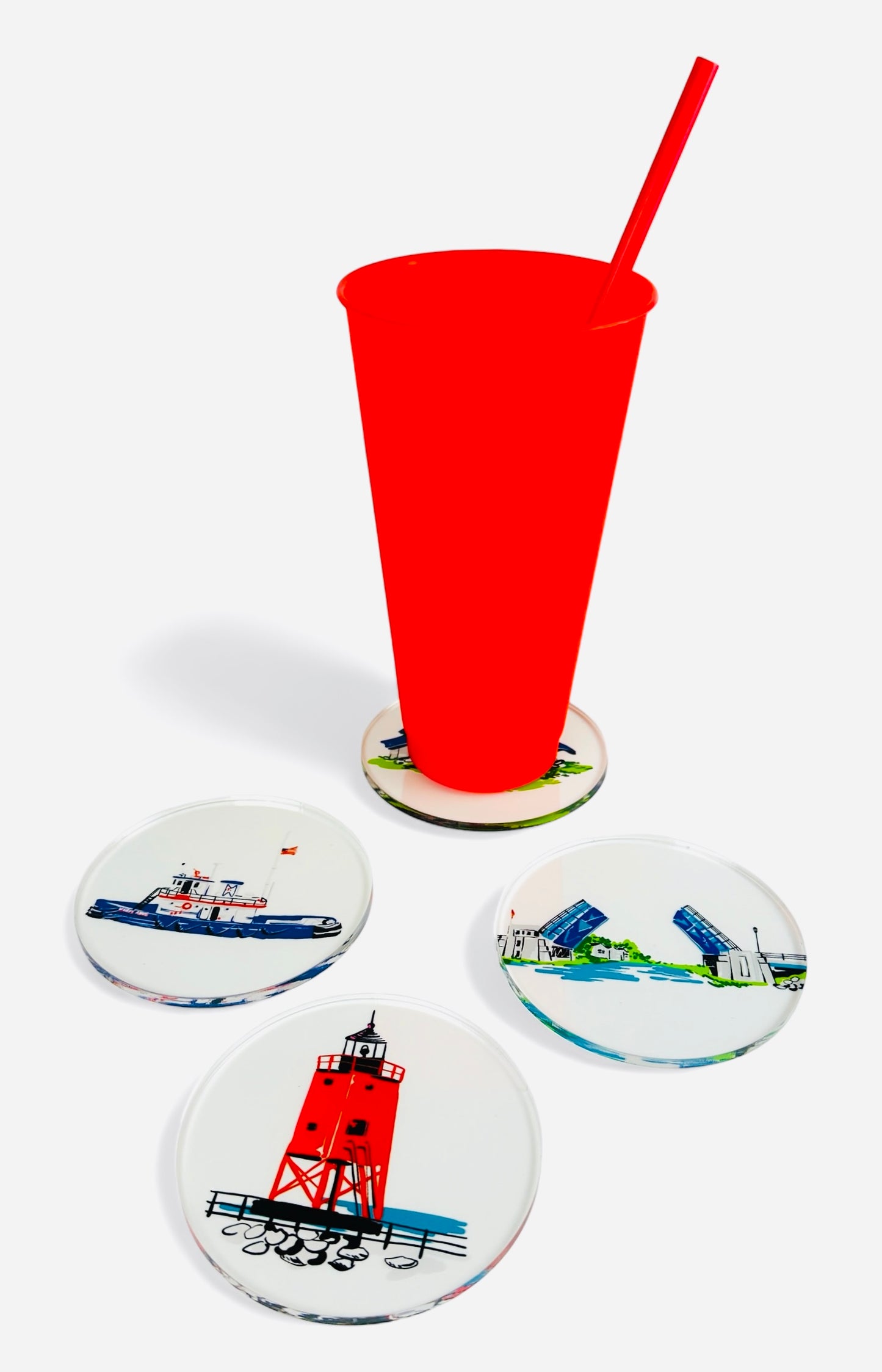 CHARLEVOIX - POP ART - Lucite Coasters - Set of 4