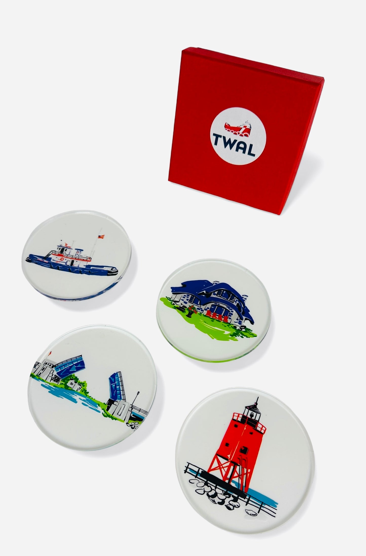 CHARLEVOIX - POP ART - Lucite Coasters - Set of 4