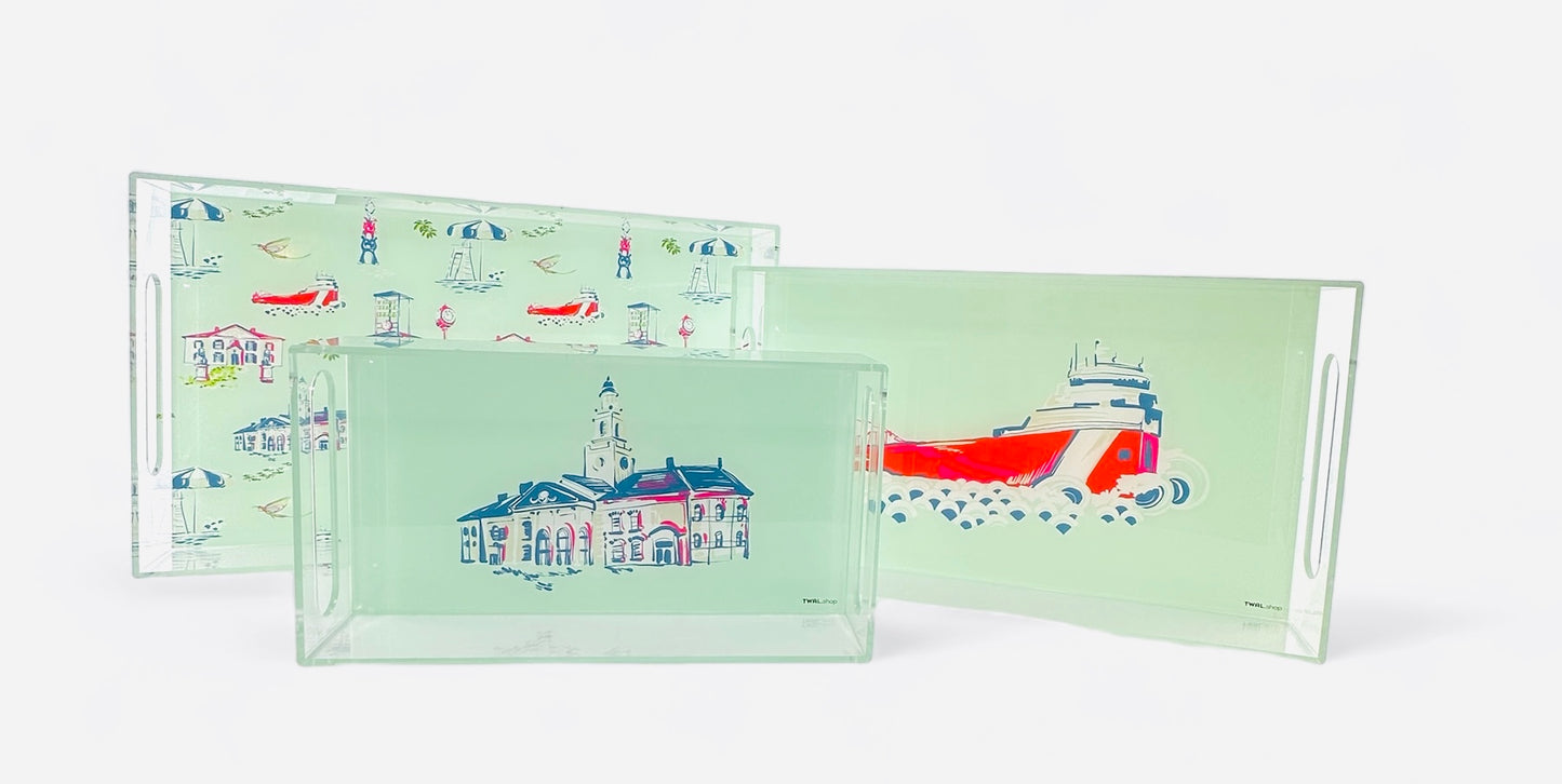 GROSSE POINTE - POP ART - Lucite Tray - Grosse Pointe South- Small