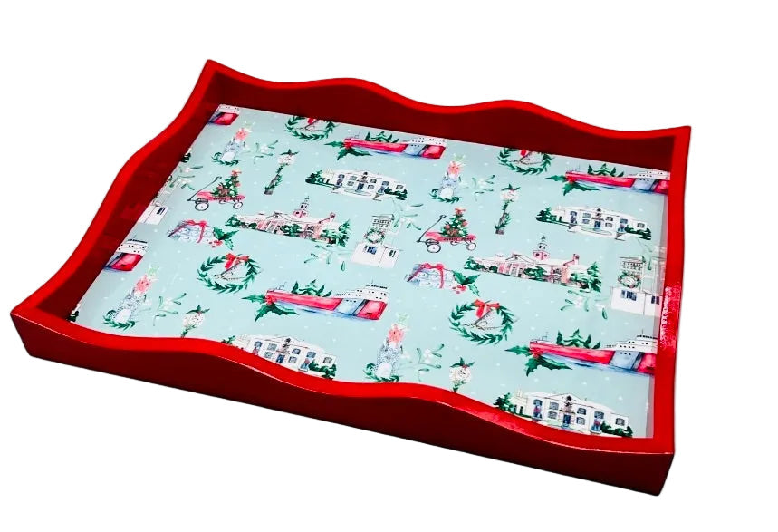 GROSSE POINTE TOILE - Red Lacquer Tray - Large | Grosse Pointe CLASSIC CHRISTMAS Collection