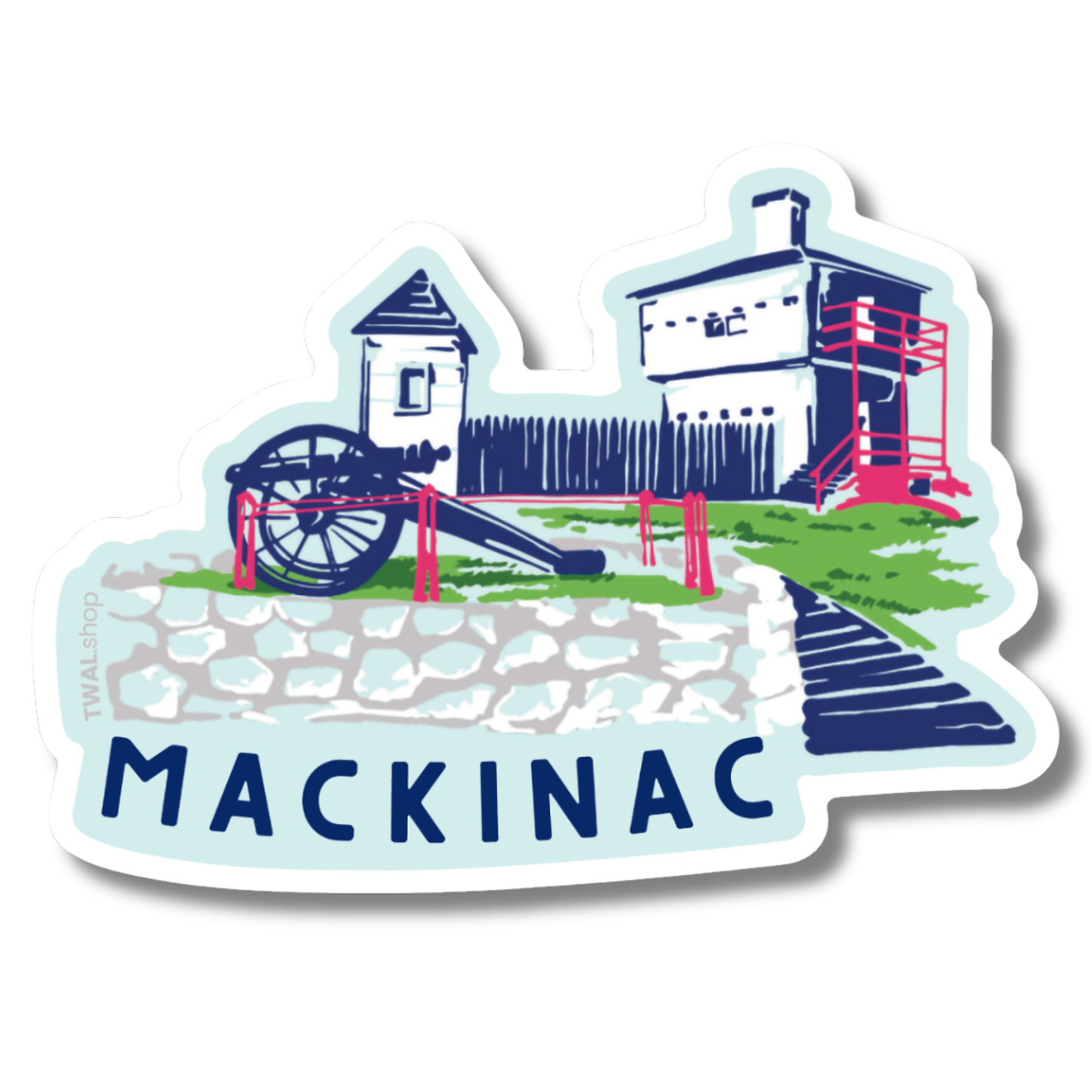 Mackinac - Fort Mackinac - 3" Sticker | Up North POP ART Collection