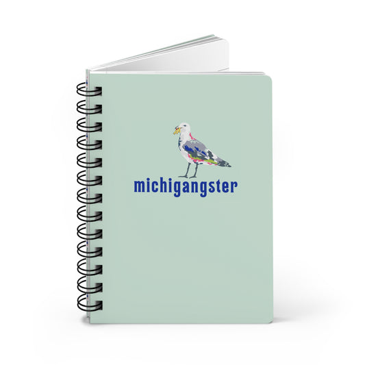 POP ART - Michiganster Fry-Stealing Seagull - Glossy Cover Spiral Bound Journal with Lined Pages
