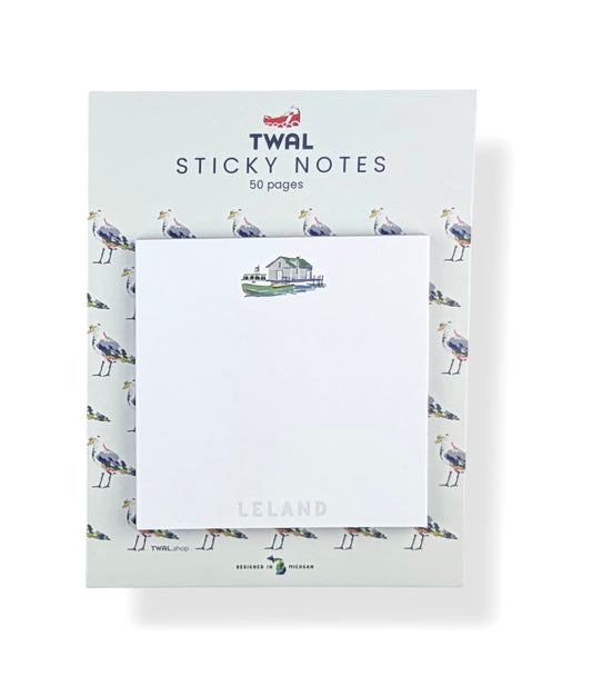 LELAND - Fishtown Harbor - 3x3" Sticky Notes | Up North POP ART PLACES Collection