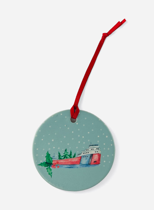 GROSSE POINTE - CLASSIC Christmas Ornament - The Freighters of Lake St. Clair - Lake St. Clair Blue