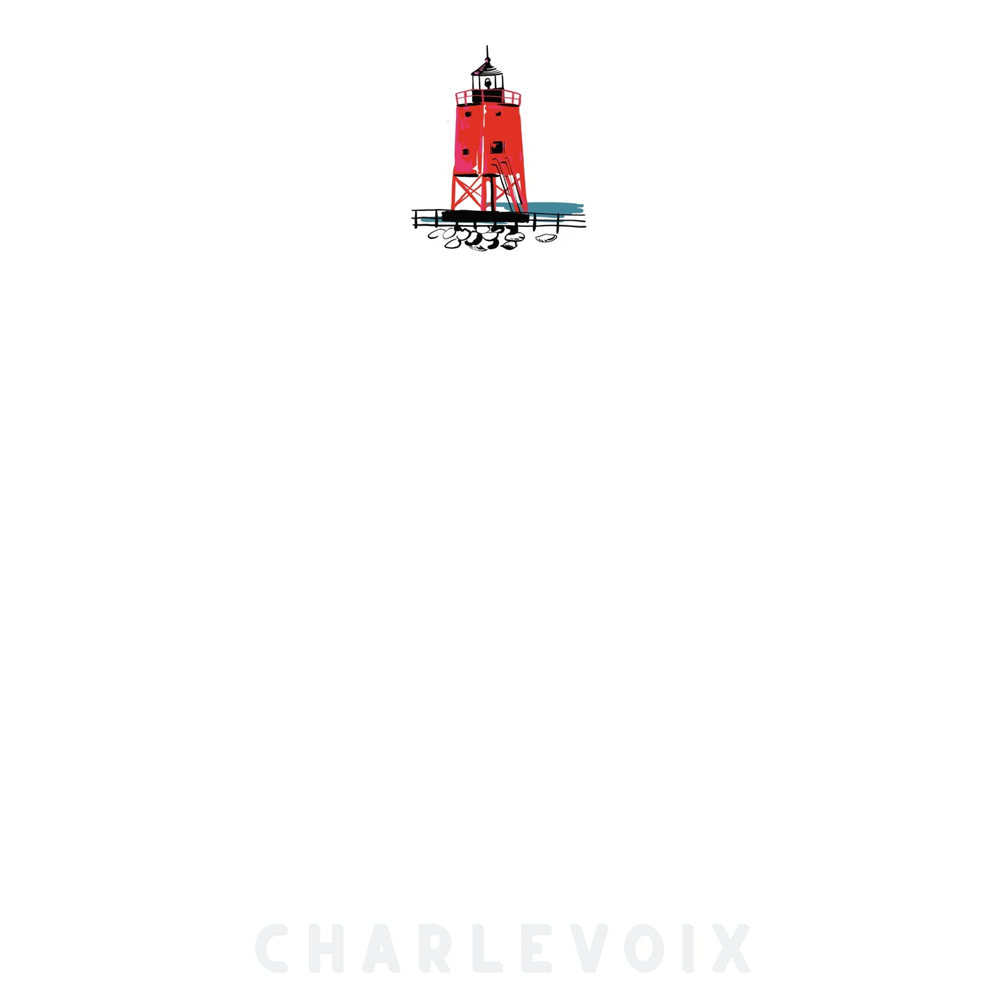 UP NORTH - POP ART PLACES - Charlevoix - South Pier Lighthouse - Sticky Notes