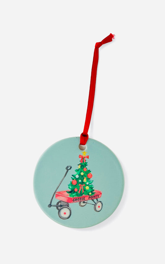 GROSSE POINTE - CLASSIC Christmas Ornament - The Wagons of the Pointes' Parks - Lake St. Clair Blue