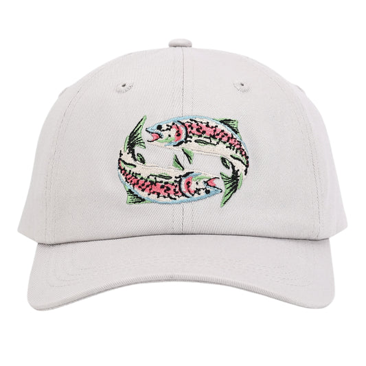 PRE-ORDER: UP NORTH - POP ART ICONS - 100% Cotton Baseball Hat - Rainbow Trout - Driftwood Gray