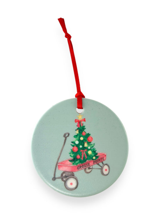 GROSSE POINTE - CLASSIC Christmas Ornament - The Wagons of the Pointes' Parks - Lake St. Clair Blue