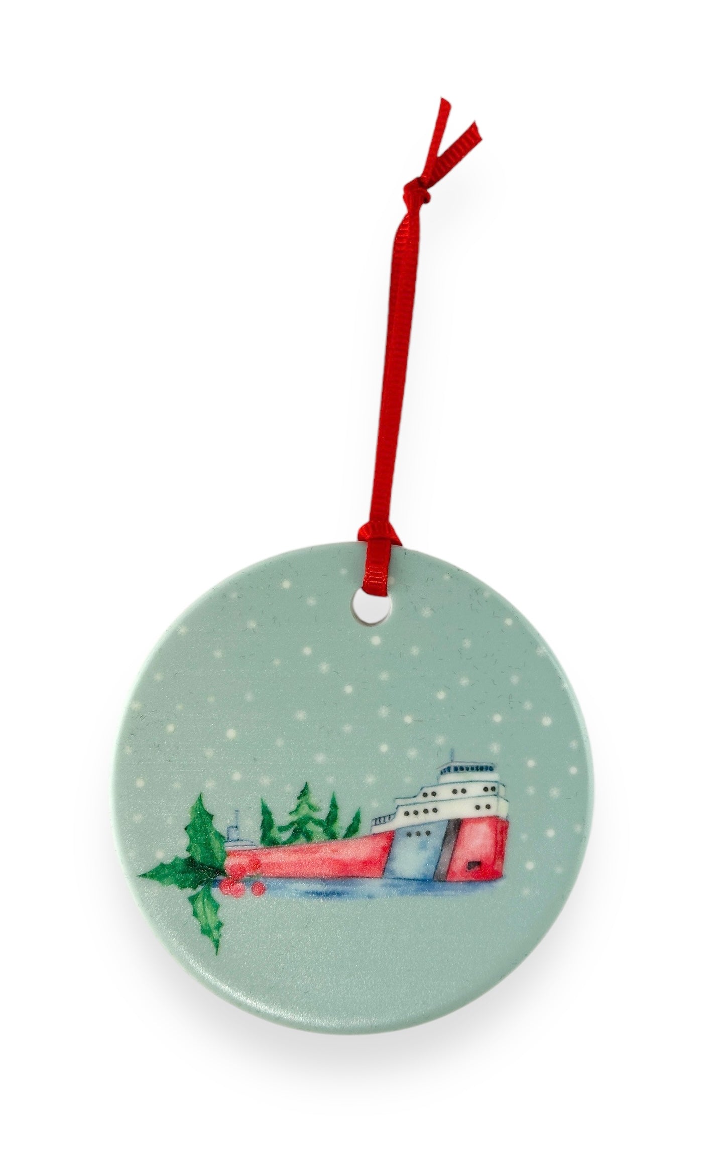 GROSSE POINTE - CLASSIC Christmas Ornament - The Freighters of Lake St. Clair - Lake St. Clair Blue