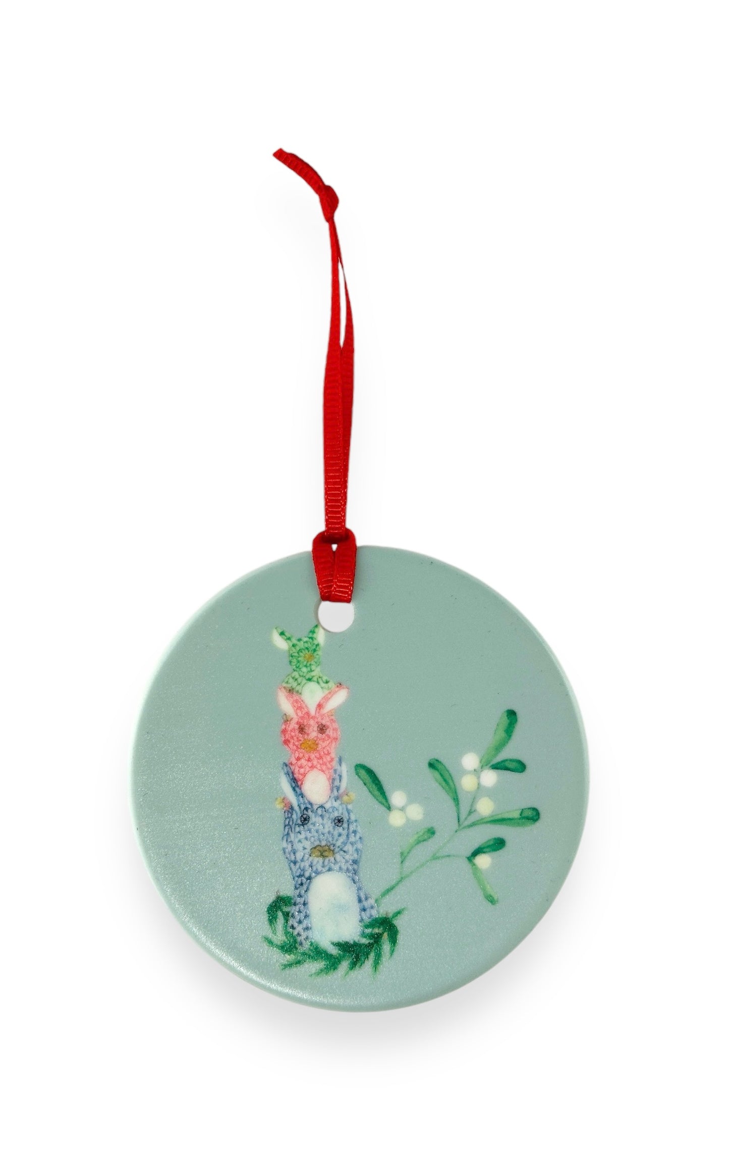 GROSSE POINTE - CLASSIC Christmas Ornament - Herend Bunnies - Lake St. Clair Blue