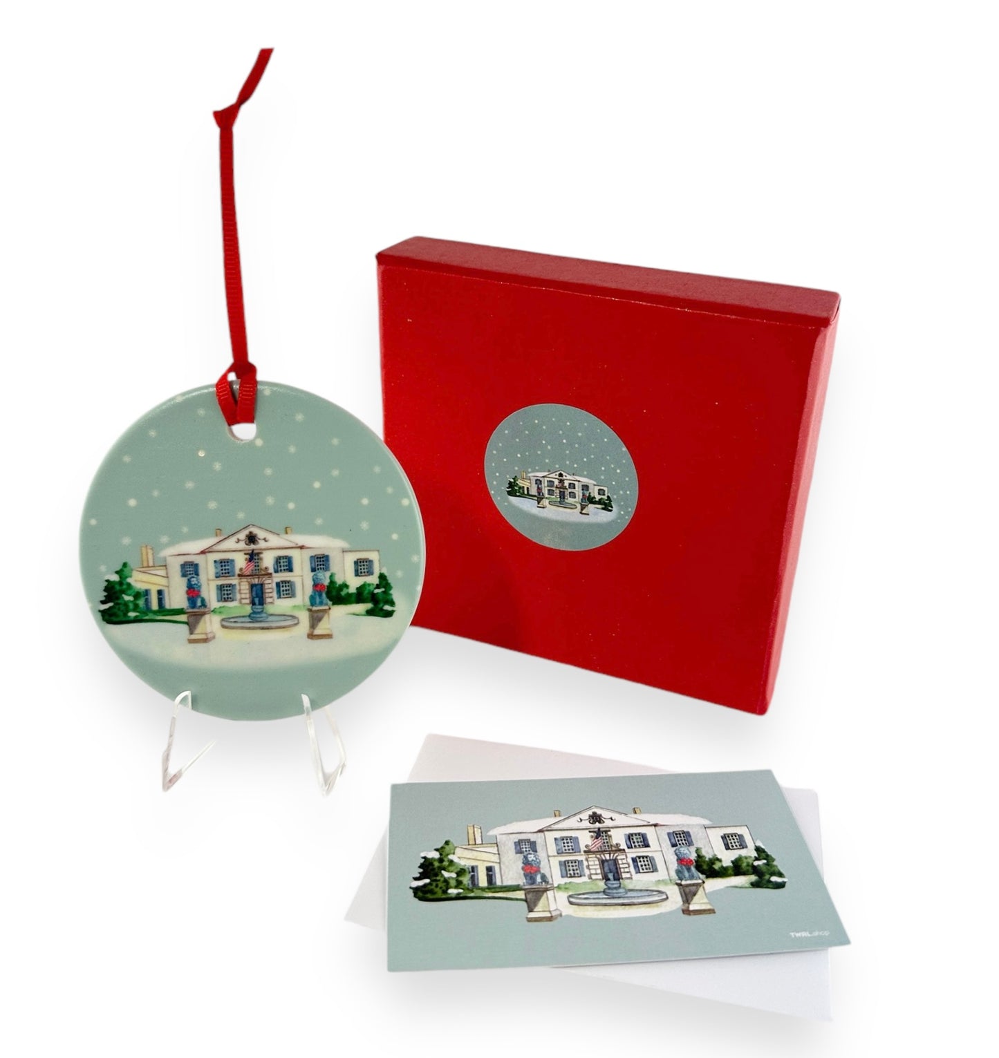 GROSSE POINTE - CLASSIC Christmas Ornament - The War Memorial - Lake St. Clair Blue