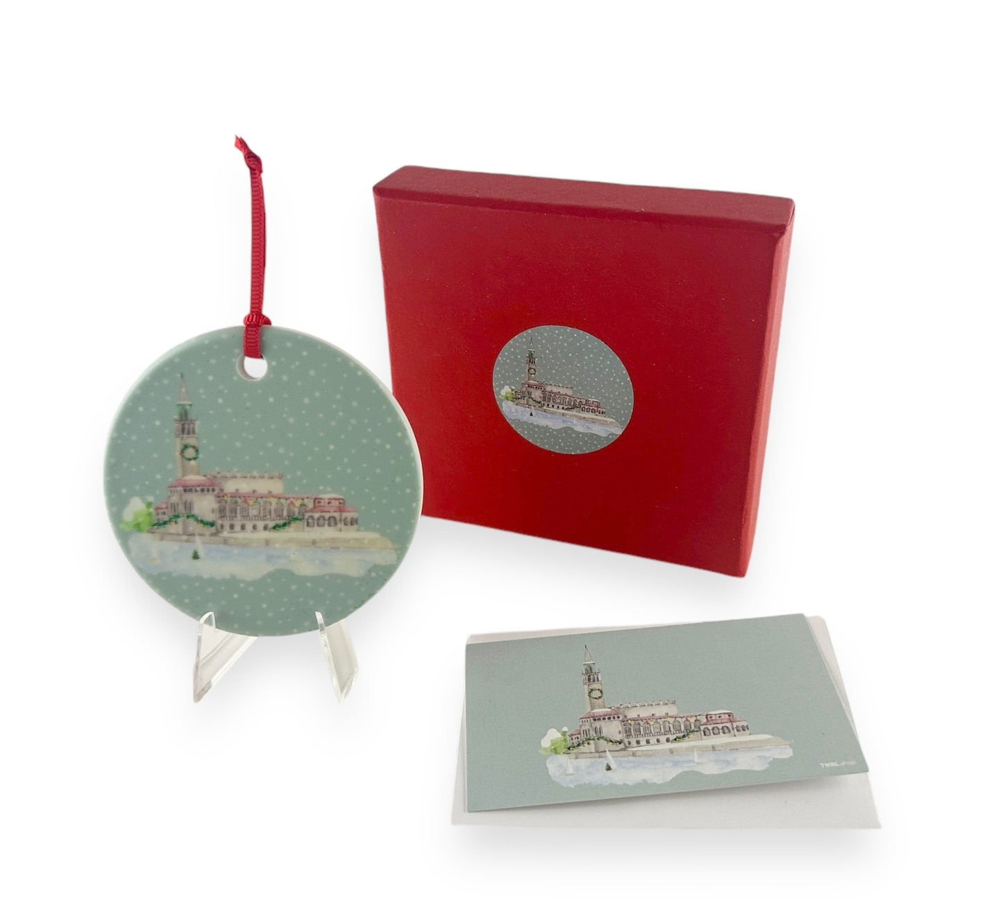 GROSSE POINTE - CLASSIC Christmas Ornament - Grosse Pointe Yacht Club - Lake St. Clair Blue