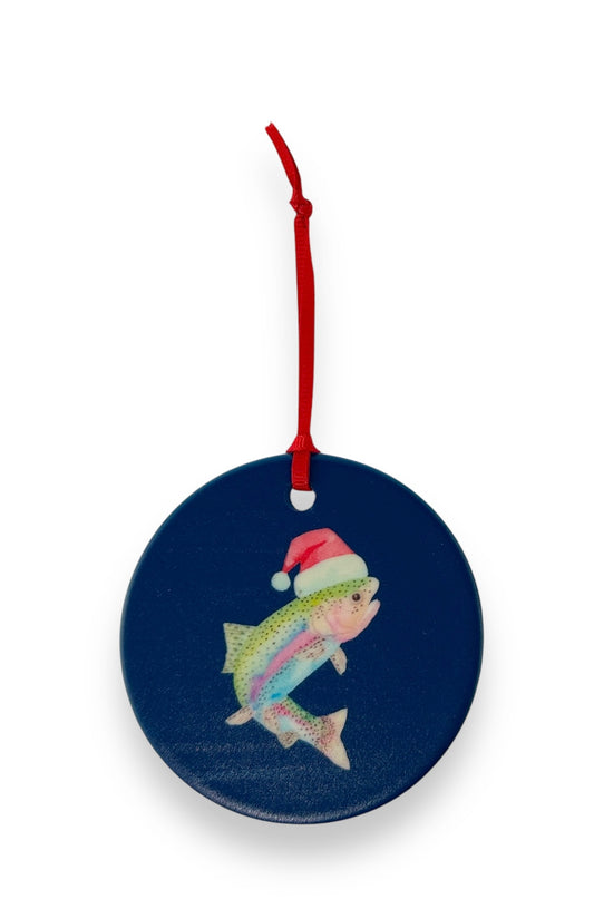 CHARLEVOIX - CLASSIC Christmas Ornament - Rainbow Trout - Lake Michigan Blue