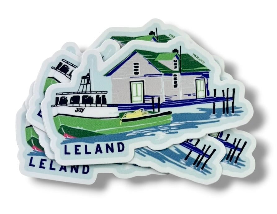 LELAND - Fishtown Harbor - 3" Sticker | Up North POP ART Collection
