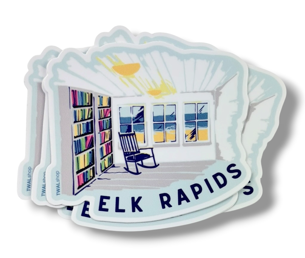ELK RAPIDS - Island House Library - 3" Sticker | Up North POP ART Collection