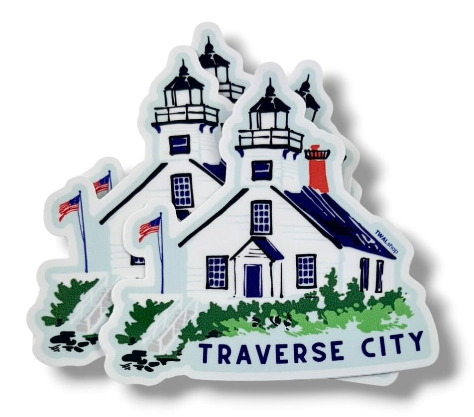 TRAVERSE CITY - Mission Point Lighthouse - 3" Sticker | Up North POP ART Collection