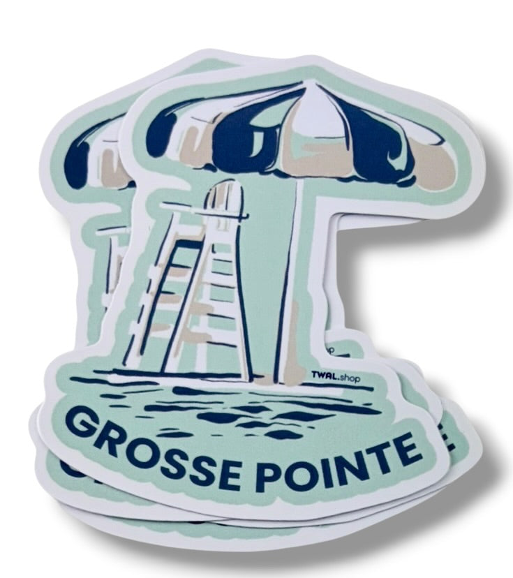 Lifeguard Umbrella - 3" Sticker | Grosse Pointe POP ART Collection
