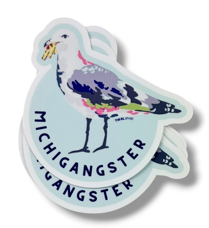 MICHIGANGSTER SEAGULL & Fries - 3" Sticker | Great Lakes POP ART Collection