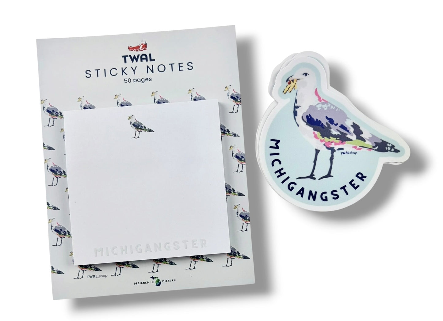 MICHIGANGSTER SEAGULL & Fries - 3" Sticker | Great Lakes POP ART Collection