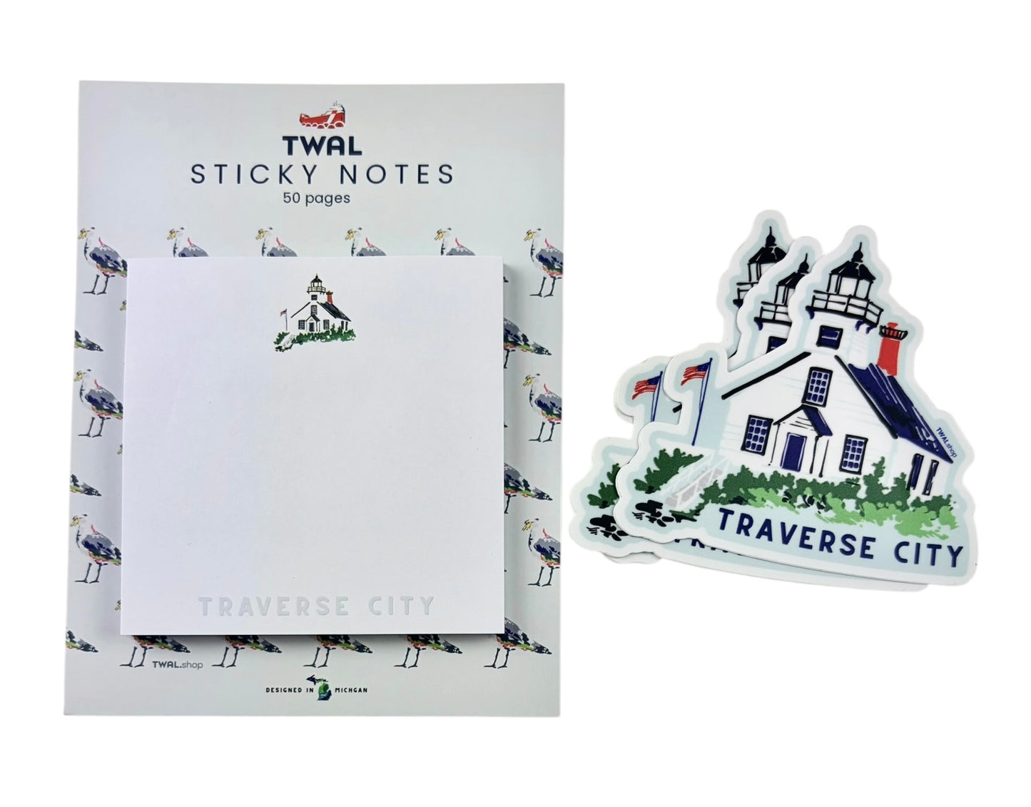 TRAVERSE CITY - Mission Point Lighthouse - 3" Sticker | Up North POP ART Collection