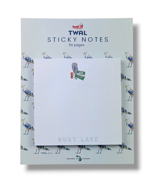 BURT LAKE - Lake Tackle Box - 3x3" Sticky Notes | Up North POP ART Collection