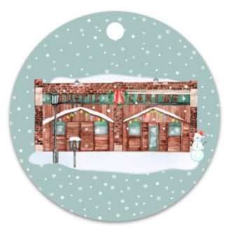 GROSSE POINTE - CLASSIC Christmas Ornament - Rustic Cabins - Lake St. Clair Blue