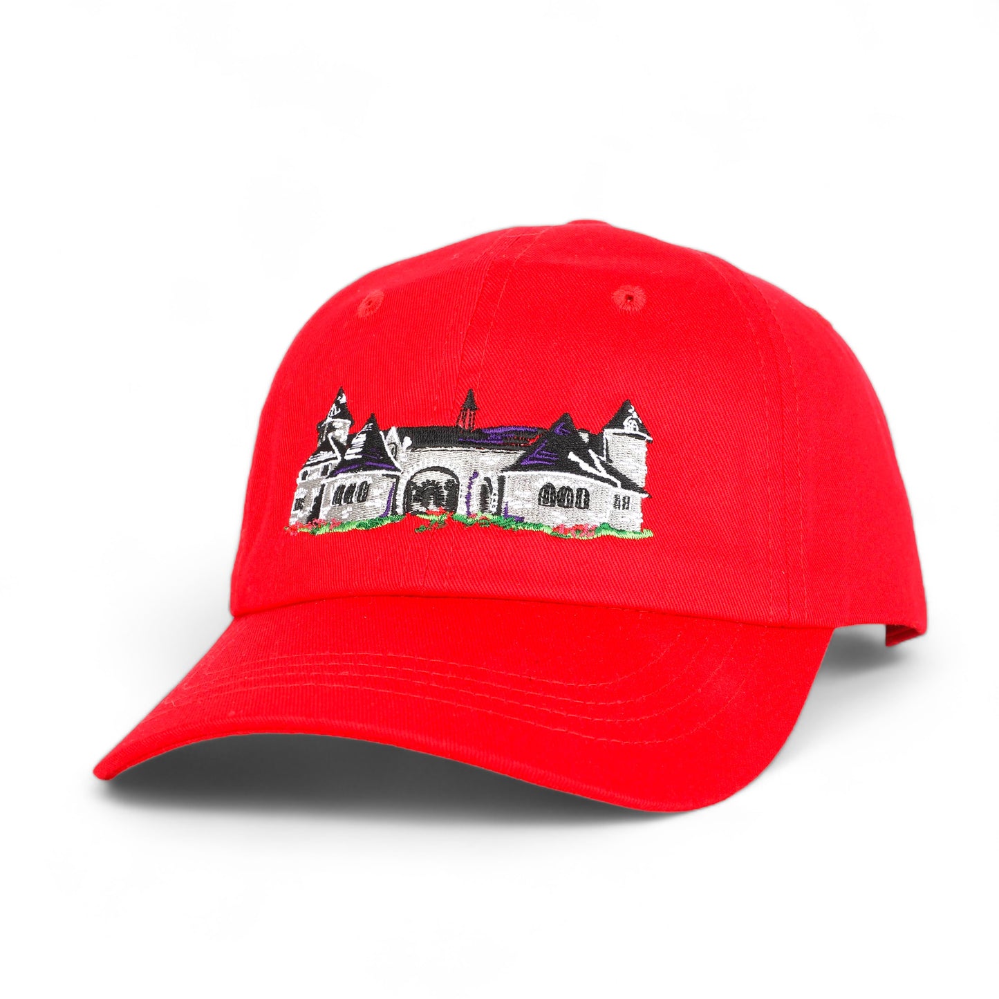 CHARLEVOIX - POP ART - 100% Cotton Twill Embroidered Baseball Hat - Castle Farms - Cherry Red