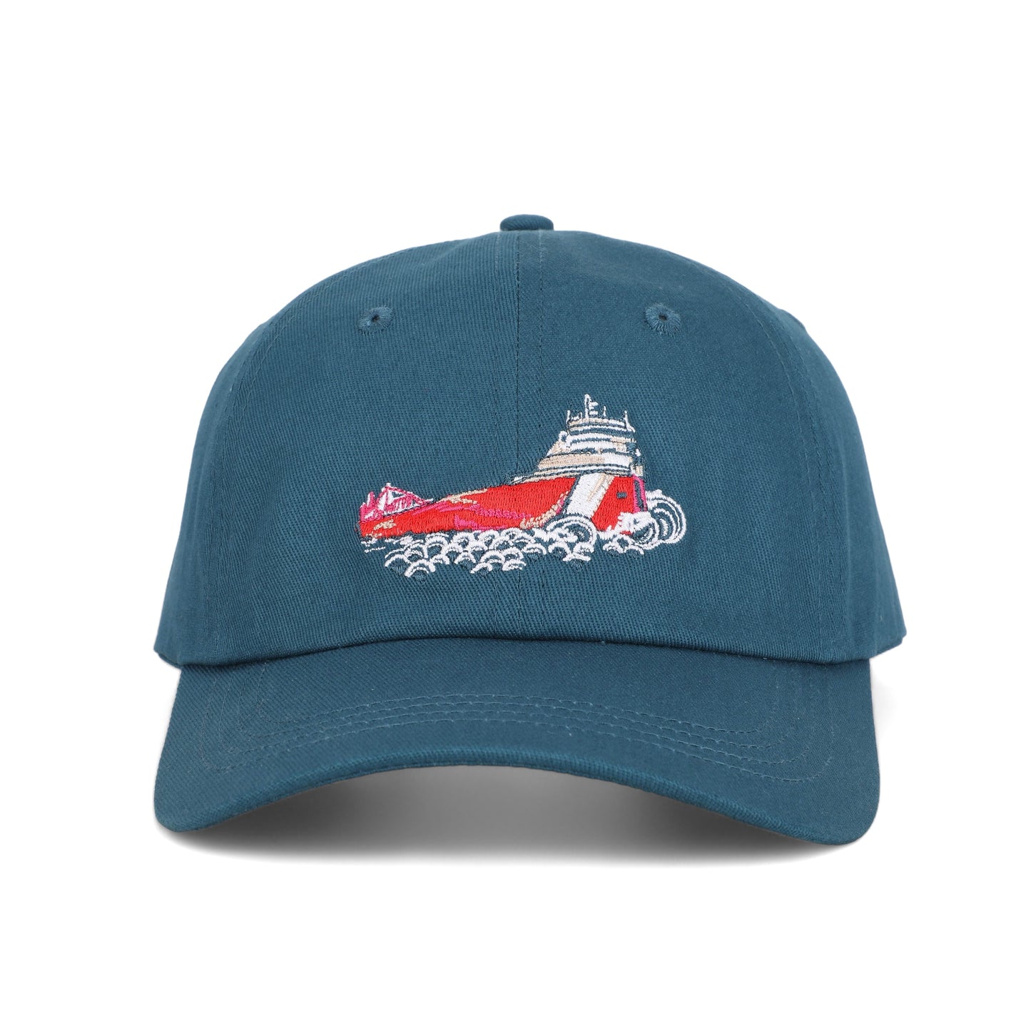 GROSSE POINTE - POP ART - 100% Cotton Twill Embroidered Baseball Hat - The Freighters of Lake St. Clair - Lake Michigan Blue