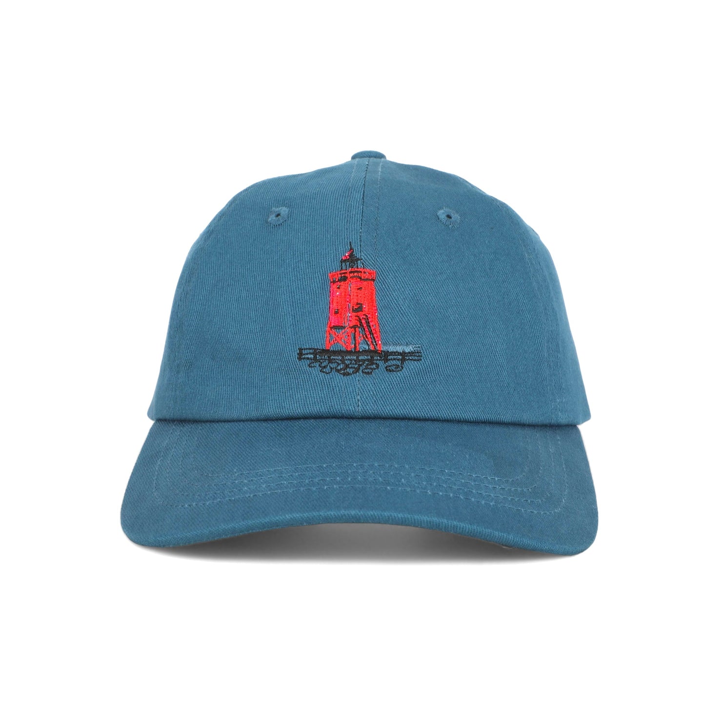 CHARLEVOIX - POP ART - 100% Cotton Twill Embroidered Baseball CHILD Hat - The Lighthouse - Lake Michigan Blue