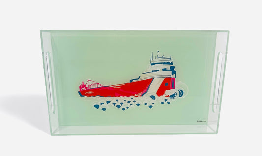 GROSSE POINTE - POP ART - Lucite Tray - The Freighters of Lake St. Clair - Medium
