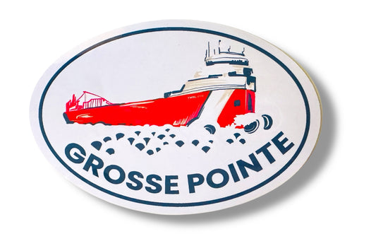 GROSSE POINTE - POP ART - 5” Oval Vinyl "Car" Sticker - Freighter