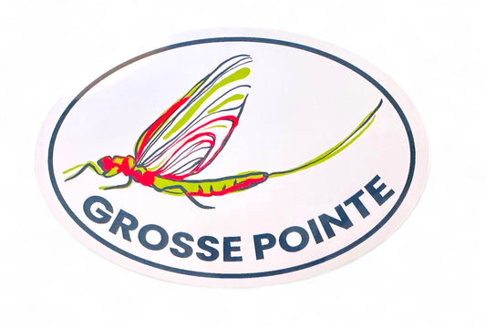 GROSSE POINTE - POP ART - 5” Oval Vinyl "Car" Sticker - Fish Fly