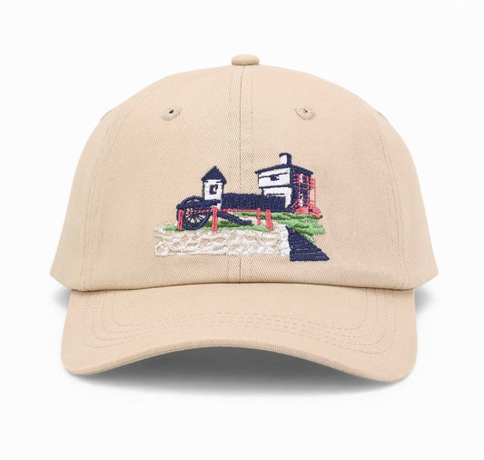 PRE-ORDER: UP NORTH - POP ART PLACES - 100% Cotton Baseball Hat - Fort Mackinac - Sand