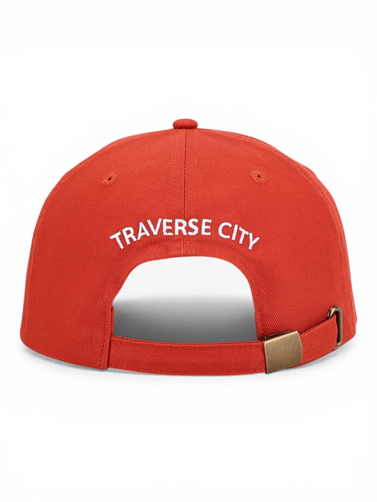 PRE-ORDER: UP NORTH - POP ART PLACES - 100% Cotton Baseball Hat - Traverse City - Mission Point Lighthouse - Deep Harbor Blue - Nantucket Red