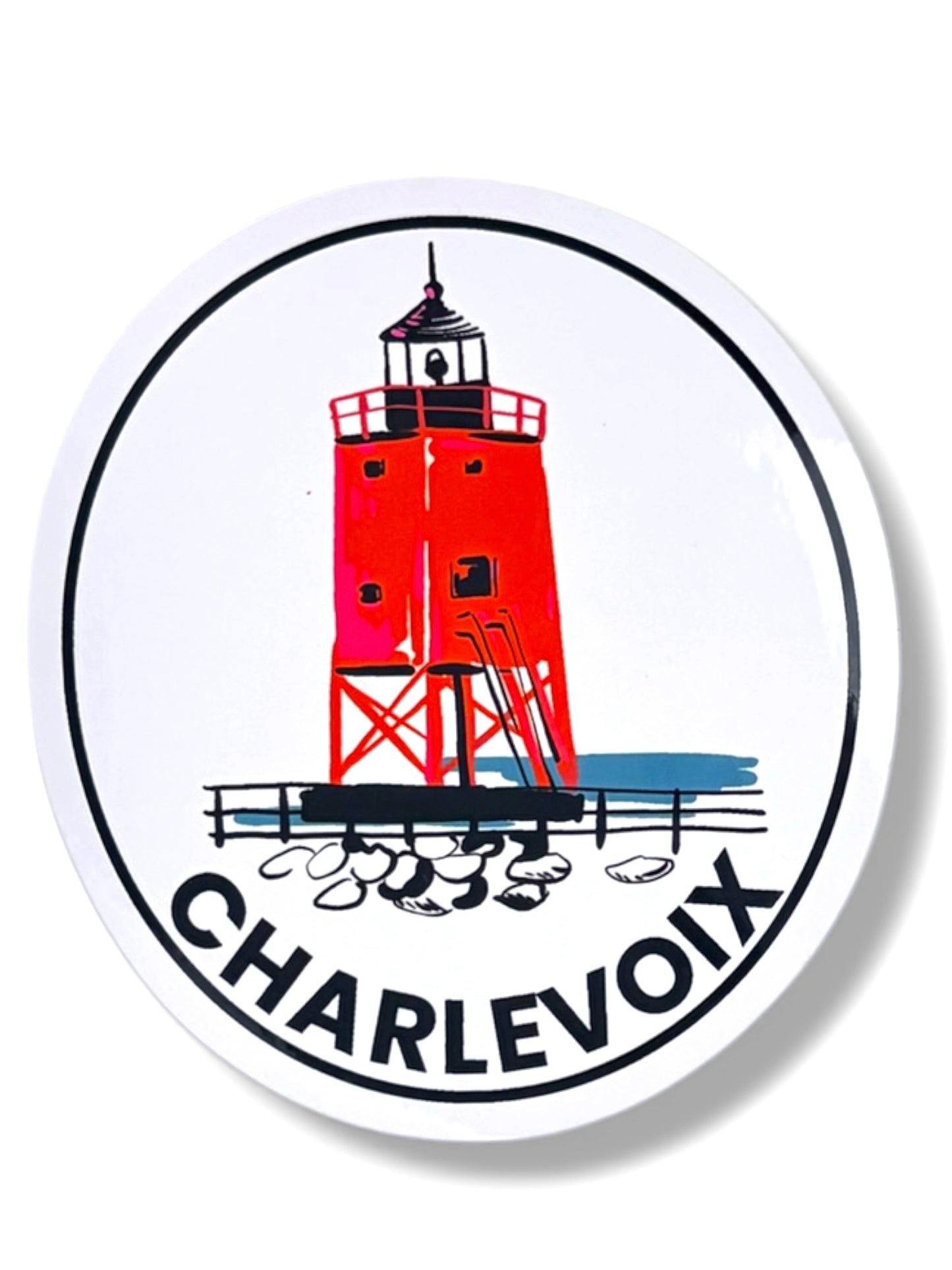 CHARLEVOIX - POP ART - 5” Oval Vinyl Sticker - The Lighthouse