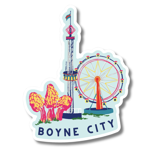 UP NORTH - POP ART PLACES - Boyne City - Morel Festival - Sticker