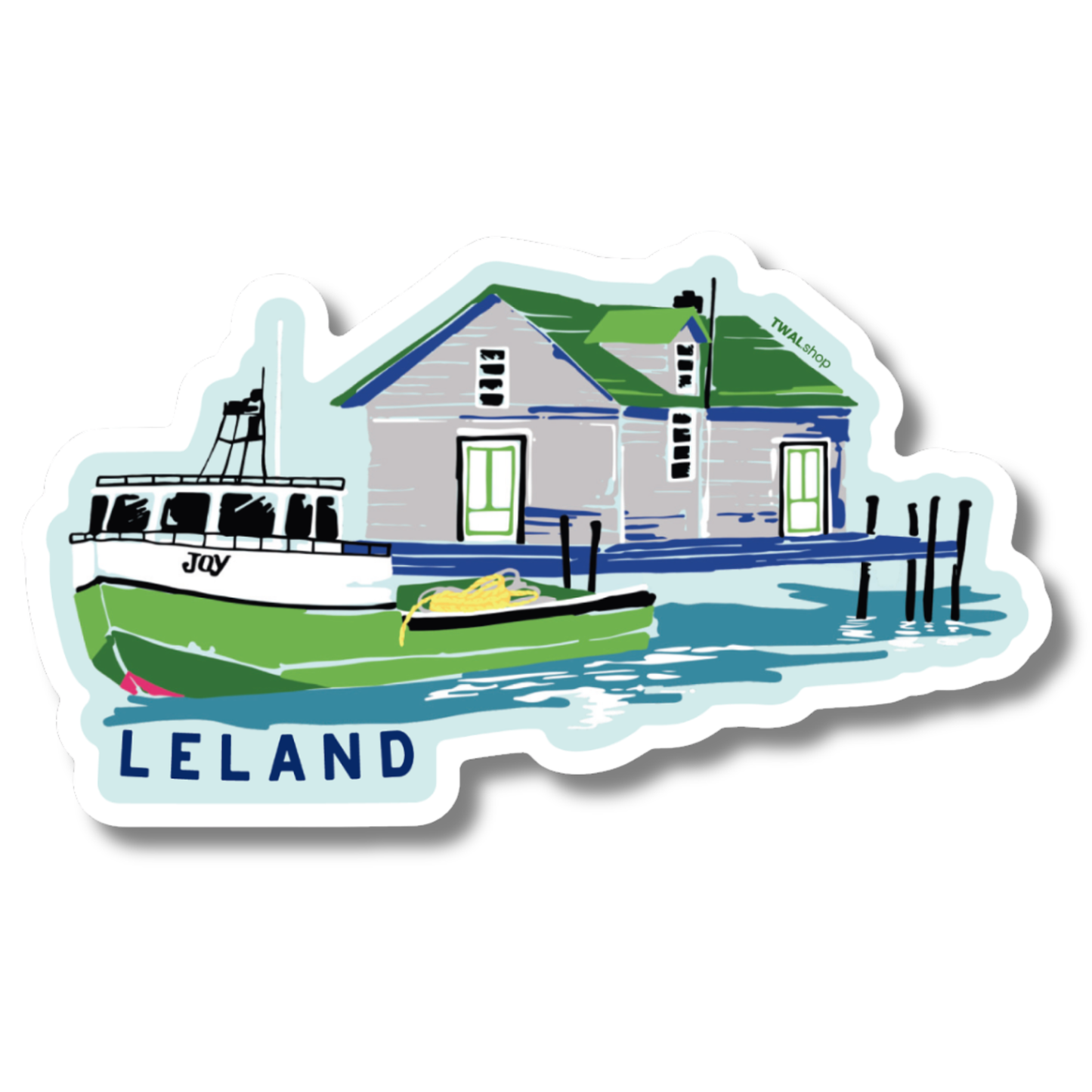UP NORTH - POP ART PLACES - Leland - Fishtown Harbor - Sticker