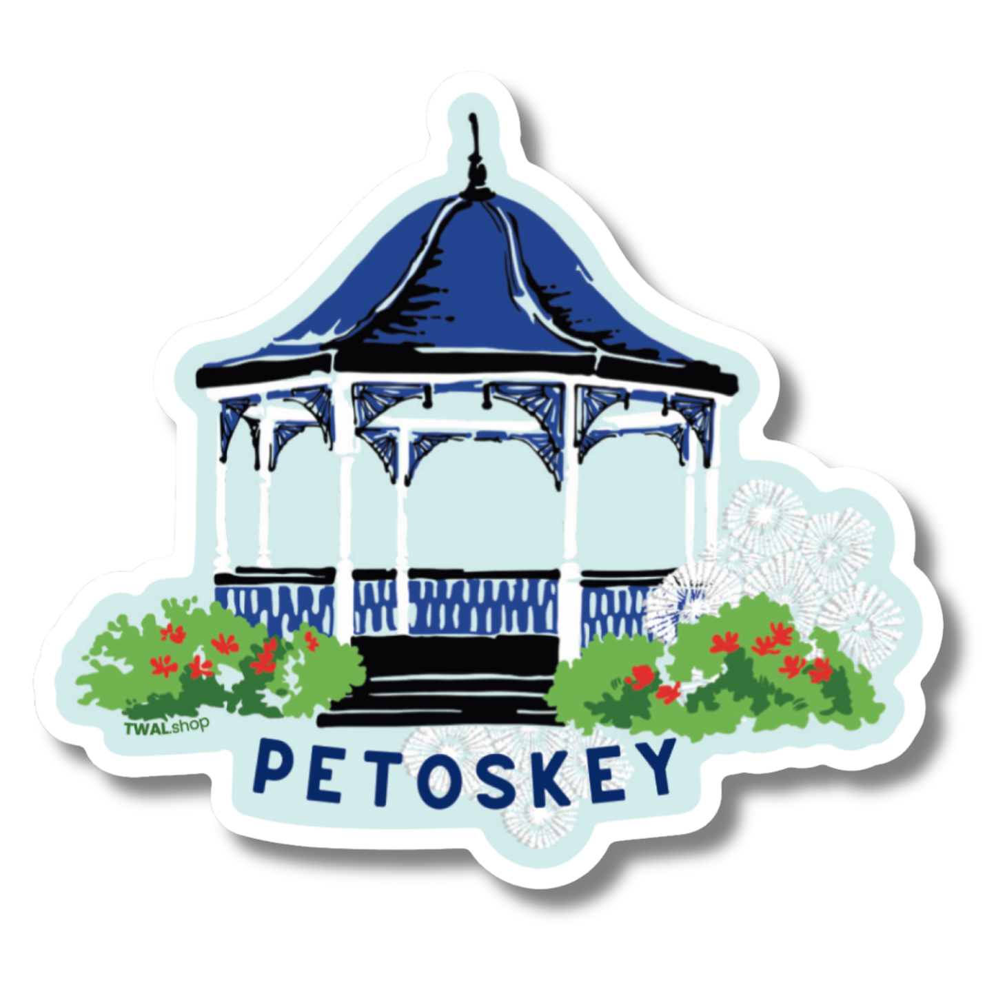 Petoskey - Pennsylvania Park Gazebo - 3" Sticker | Up North POP ART Collection