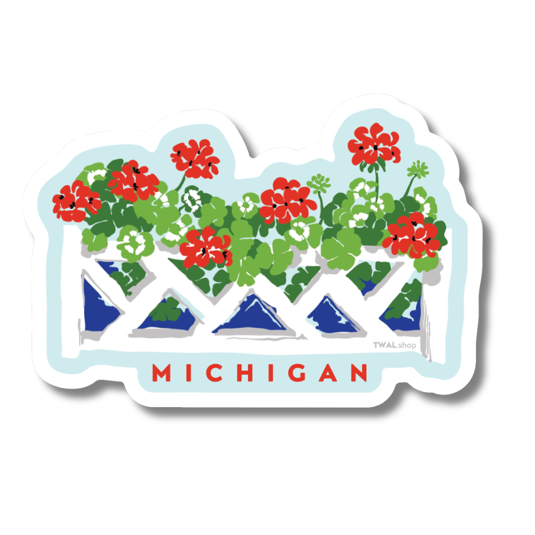 UP NORTH - POP ART ICONS - Cottage Red Geraniums - Sticker