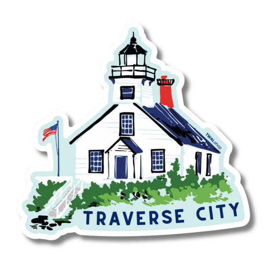 UP NORTH - POP ART PLACES - Traverse City - Mission Point Lighthouse - Sticker