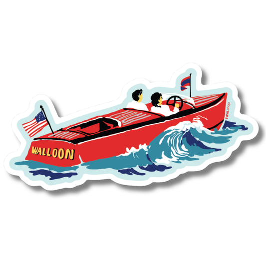 UP NORTH - POP ART PLACES - Walloon - Classic Chris-Craft - Sticker