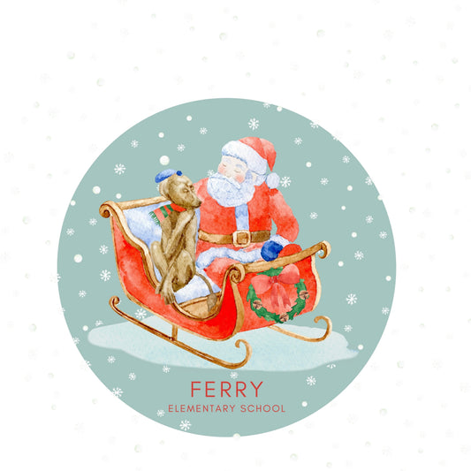 Ferry Elementary ceramic Christmas ornament with red ribbon, Grosse Pointe Woods, Michigan, by TWAL