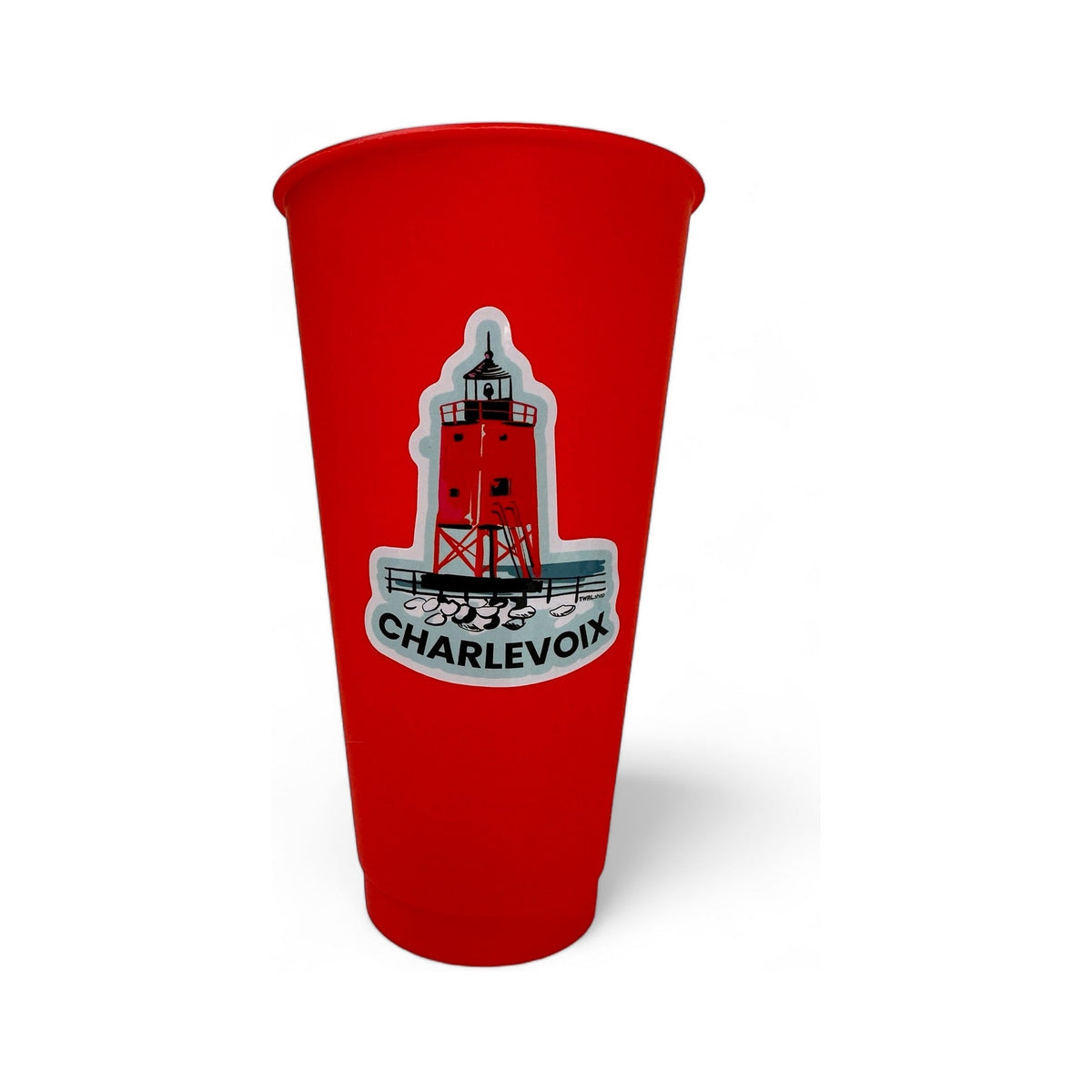 South Pier Lighthouse vinyl sticker by TWAL on a red cup
